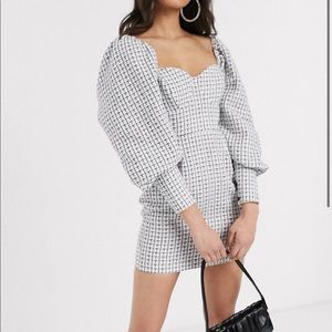 White dress with some silver and black stripes